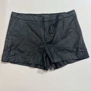 Banana Republic Black Perforated Faux Leather Shorts Women's Size 8 Laser Cut